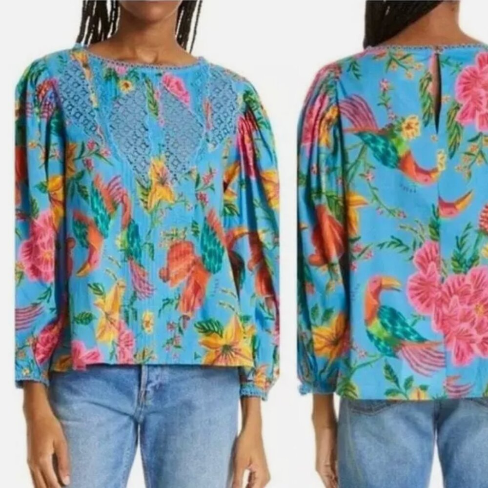 Farm Rio Blue Toucans Blouse